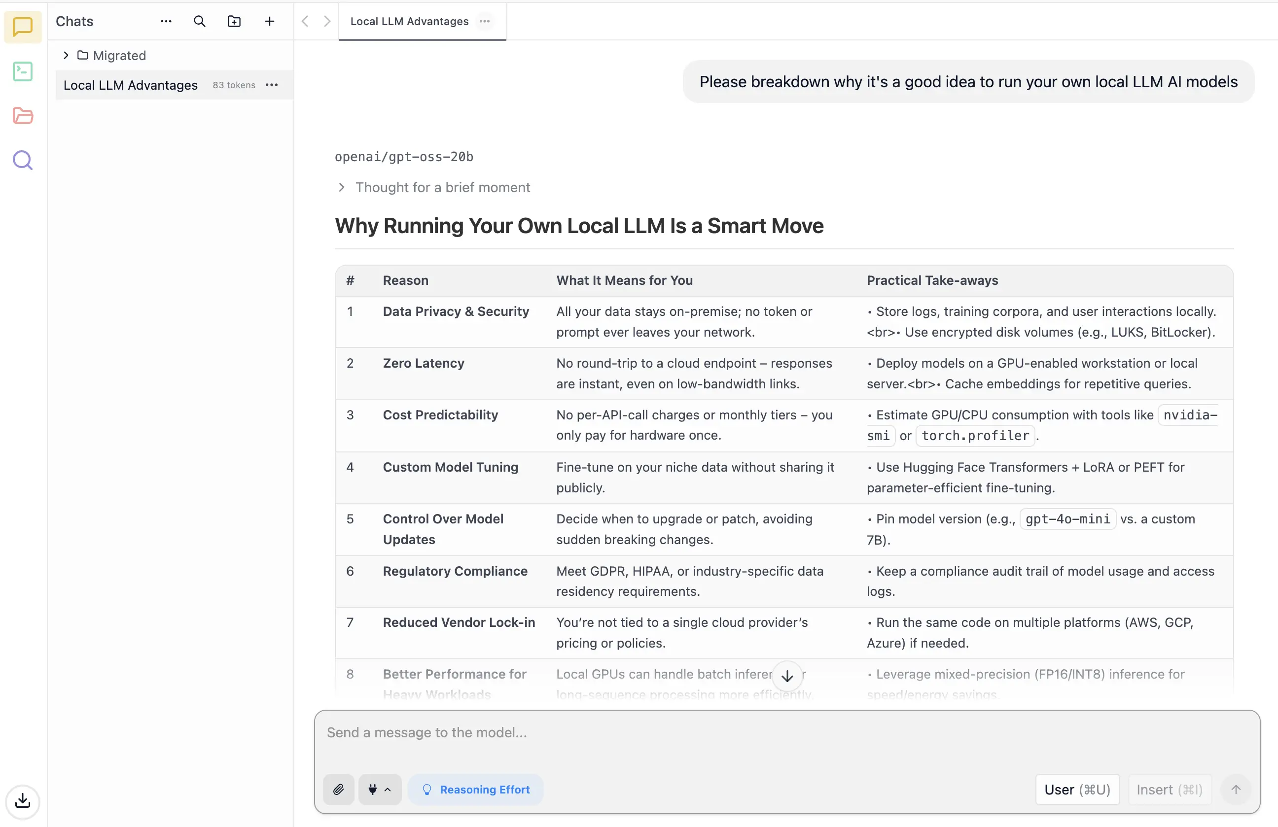 LM Studio chat interface